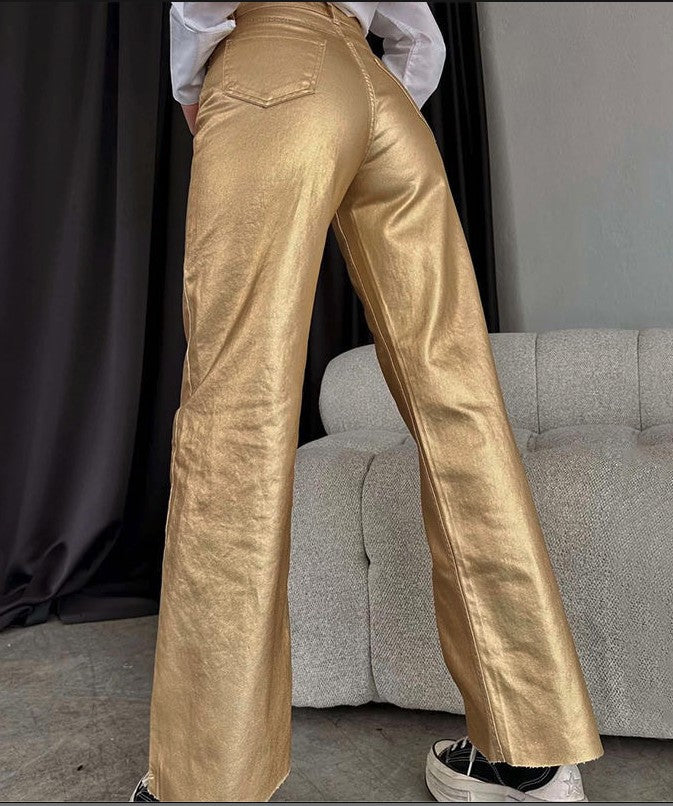 GOLD METALLIC PANT