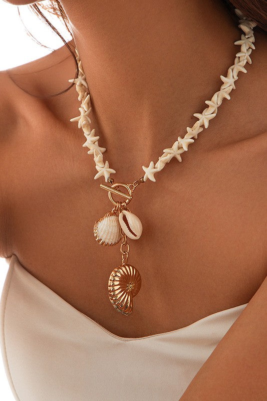 STARFISH SHELL BEAD NECKLACE