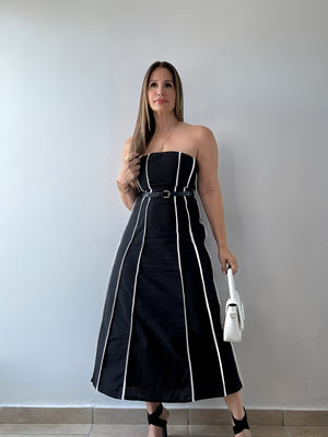 CONTRAST TRIM MIDI DRESS