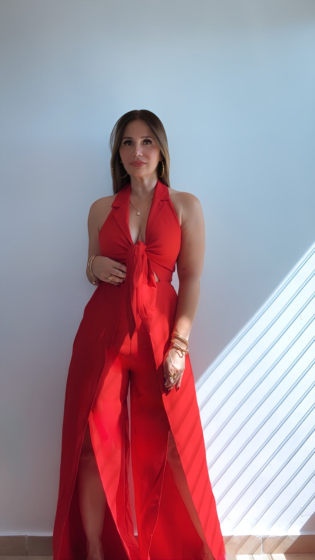 HALTER RED JUMPSUIT